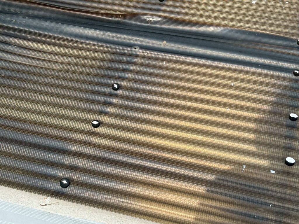 変色した波板屋根
